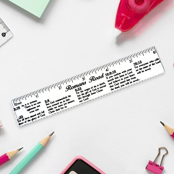 Romans Road Scripture Printed Plastic Ruler 6 Inch